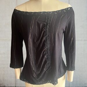 Stylish Black Lace Women's Off Shoulder Blouse